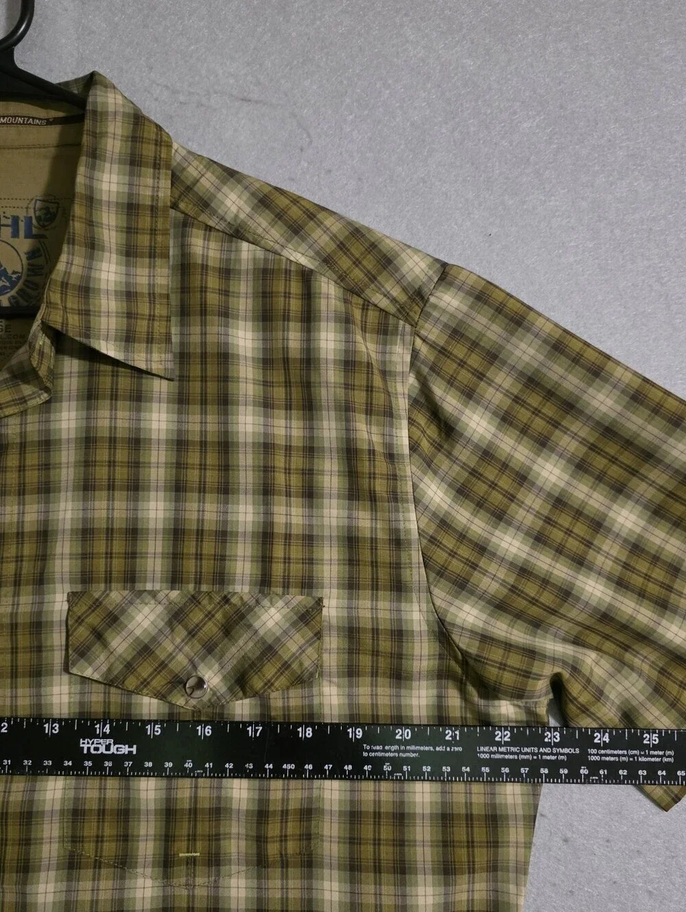 Kuhl Mens Green Plaid Pearl Snap Button S/S Button Up Shirt Size Large